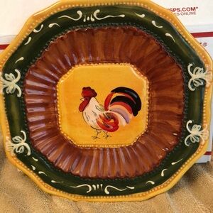 Hand-Painted 12.25” Decorative Rooster Plate in Excellent Condition!